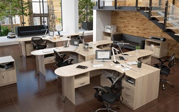Мебель для персонала SIMPLE с эргономичными столами и шкафом в Находке - предосмотр 2